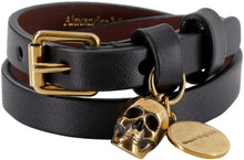 Carica l'immagine nel visualizzatore di Gallery, Bracciale doppio giro in pelle con pendente Skull
