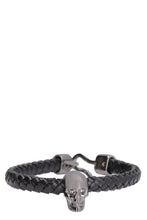 Carica l'immagine nel visualizzatore di Gallery, Bracciale Skull in pelle intrecciata
