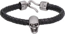 Carica l'immagine nel visualizzatore di Gallery, Bracciale Skull in pelle intrecciata
