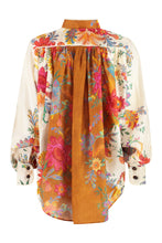Load image into Gallery viewer, Ginger Relaxed flowers printed silk blouse
