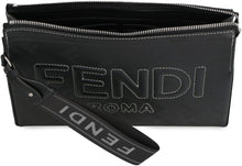 Load image into Gallery viewer, FF Logo detail flat leather pouch
