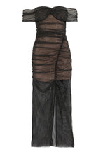 Load image into Gallery viewer, Embellished mesh off-shoulder dress
