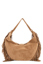 Carica l'immagine nel visualizzatore di Gallery, Borsa Isola Peach Fringe Large a spalla in suede
