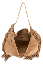 Carica l'immagine nel visualizzatore di Gallery, Borsa Isola Peach Fringe Large a spalla in suede
