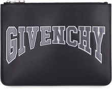 Load image into Gallery viewer, Logo detail flat leather pouch
