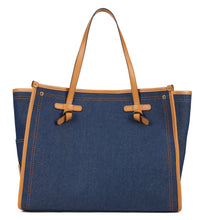 Carica l'immagine nel visualizzatore di Gallery, Borsa Marcella in tessuto effetto denim e pelle
