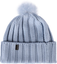 Load image into Gallery viewer, knitted wool beanie with pom-pom
