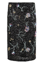 Carica l'immagine nel visualizzatore di Gallery, Gonna longuette con ricamo floreale in paillettes
