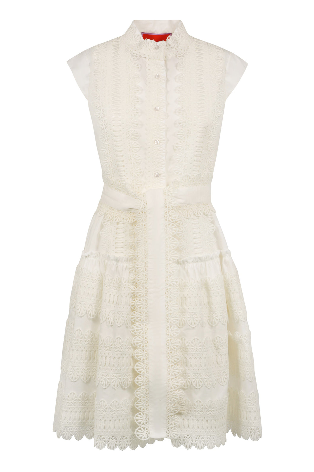 Abito in cotone con inserti in pizzo