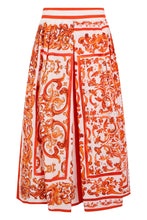 Load image into Gallery viewer, Midi skirt in poplin with Maiolica print
