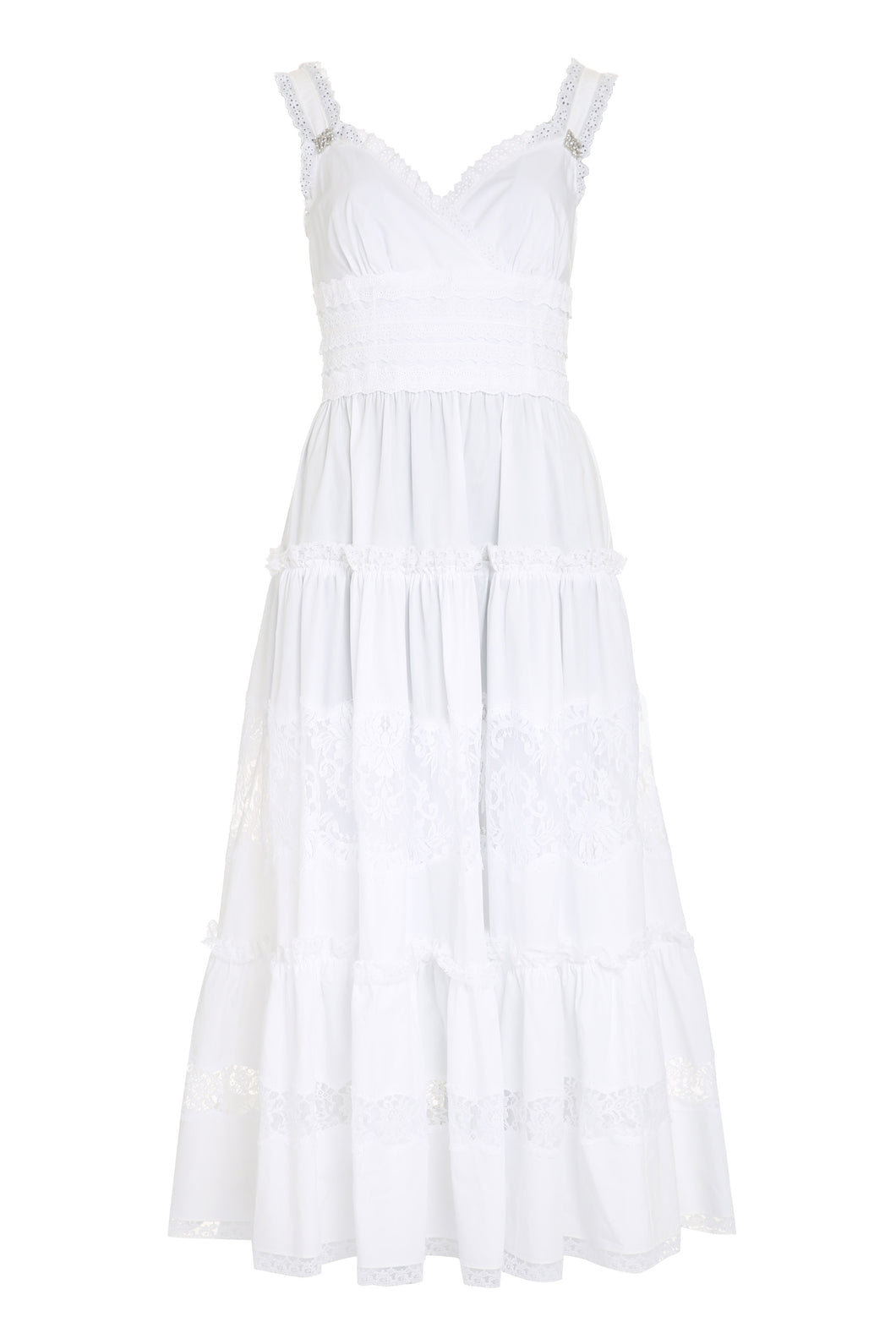 Abito in cotone con inserti in pizzo