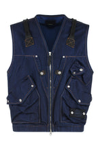 Carica l'immagine nel visualizzatore di Gallery, Denim Research - Gilet in denim con zip e tasche
