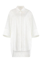 Carica l&#39;immagine nel visualizzatore di Gallery, Abito chemisier in cotone con decori in pizzo Sangallo
