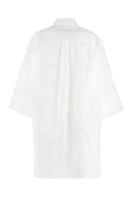 Carica l&#39;immagine nel visualizzatore di Gallery, Abito chemisier in cotone con decori in pizzo Sangallo
