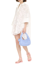Carica l&#39;immagine nel visualizzatore di Gallery, Abito chemisier in cotone con decori in pizzo Sangallo
