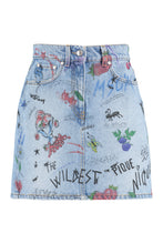Load image into Gallery viewer, Printed denim skirt
