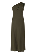 Load image into Gallery viewer, One-shoulder midi dress in a blend of acetate and polyester
