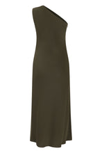 Load image into Gallery viewer, One-shoulder midi dress in a blend of acetate and polyester
