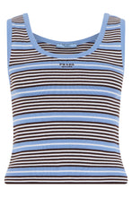 Load image into Gallery viewer, Summer tank top in blue and gray stripes
