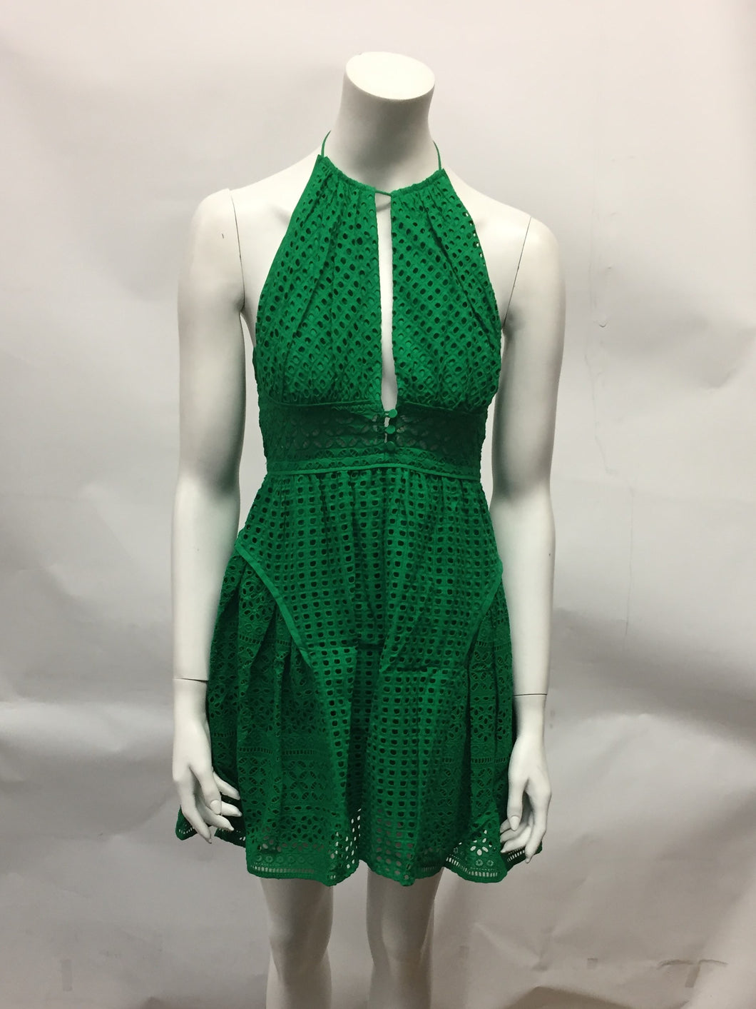 Abito chemisier in cotone con decori in pizzo Sangallo