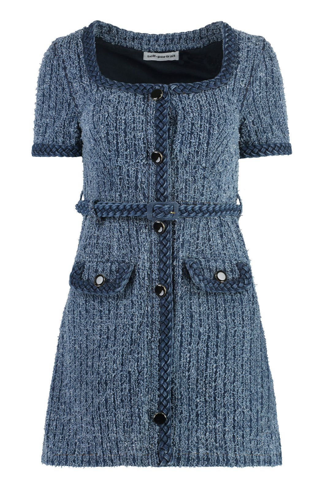Interweaving detail denim dress