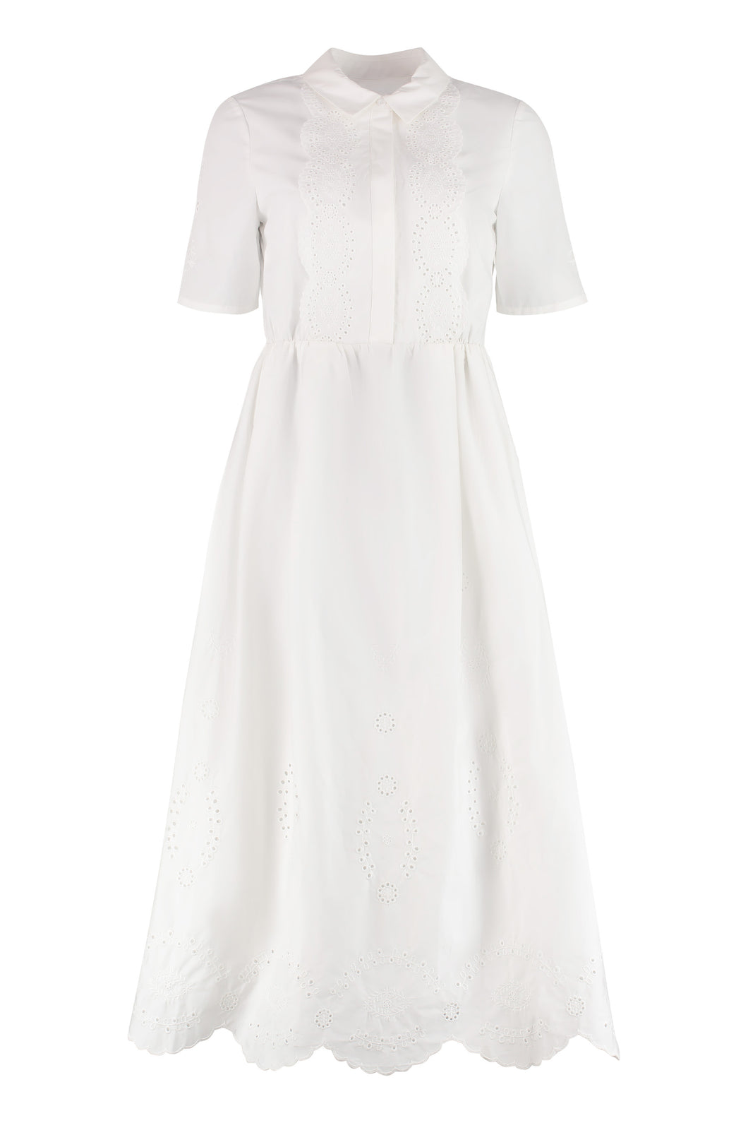 Abito in cotone con inserti in pizzo