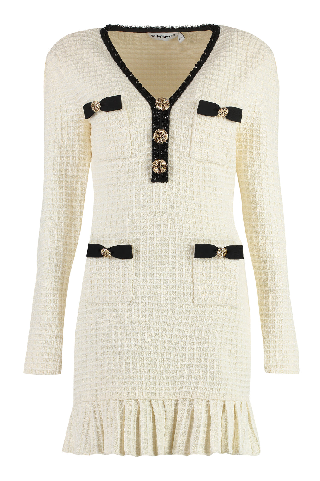 Lace-effect knitted dress