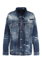 Carica l'immagine nel visualizzatore di Gallery, Giacca in denim effetto destroyed
