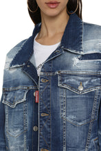 Carica l'immagine nel visualizzatore di Gallery, Giacca in denim effetto destroyed
