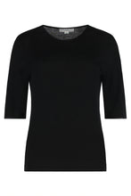 Carica l'immagine nel visualizzatore di Gallery, T-shirt in lana con maniche a gomito e finiture in raso
