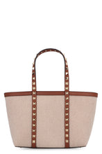 Carica l'immagine nel visualizzatore di Gallery, Mini tote bag Rockstud in tela e pelle
