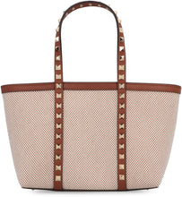 Carica l'immagine nel visualizzatore di Gallery, Mini tote bag Rockstud in tela e pelle
