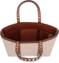 Carica l'immagine nel visualizzatore di Gallery, Mini tote bag Rockstud in tela e pelle
