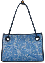 Carica l'immagine nel visualizzatore di Gallery, Borsa shopper media Eyes in jacquard di denim
