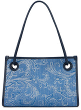 Carica l'immagine nel visualizzatore di Gallery, Borsa shopper media Eyes in jacquard di denim

