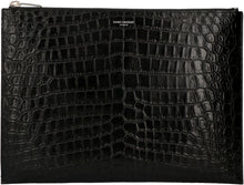 Load image into Gallery viewer, Logo detail flat leather pouch
