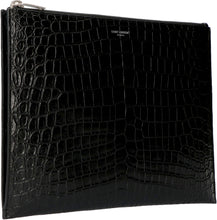 Load image into Gallery viewer, Logo detail flat leather pouch
