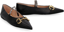 Load image into Gallery viewer, Leather pointy-toe ballet flats

