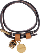Carica l'immagine nel visualizzatore di Gallery, Bracciale doppio giro in pelle con pendente Skull
