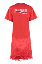 Load image into Gallery viewer, Lace trimming jersey shift-dress
