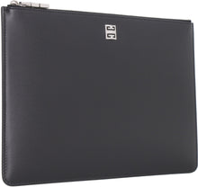 Load image into Gallery viewer, Logo detail flat leather pouch
