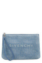 Load image into Gallery viewer, Faded denim clutch
