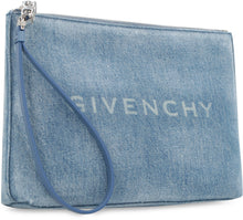 Load image into Gallery viewer, Faded denim clutch
