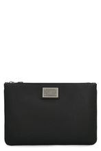 Load image into Gallery viewer, Logo detail flat leather pouch
