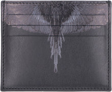 Load image into Gallery viewer, Black Wings print leather card holder
