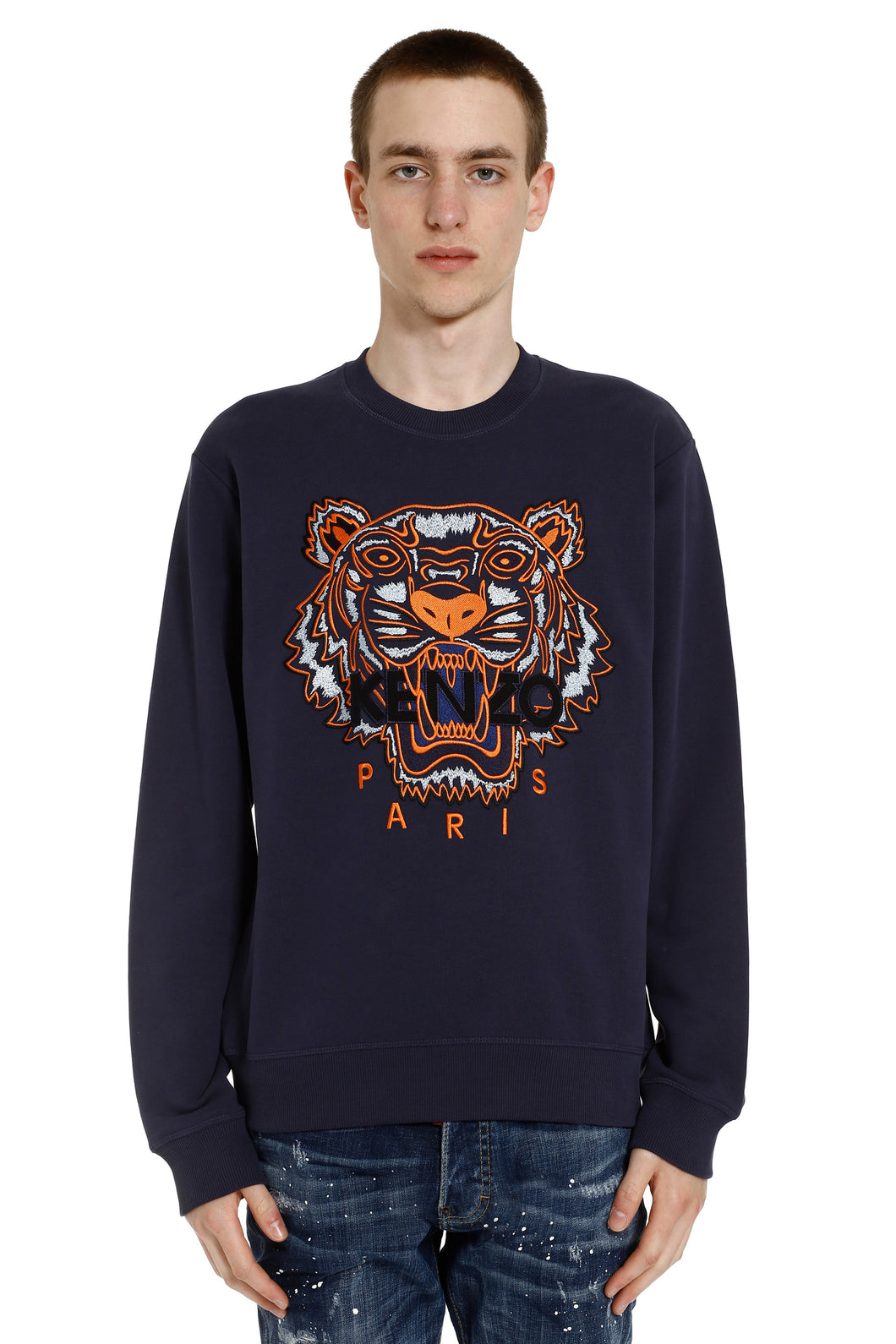 Tiger embroidered cotton sweatshirt